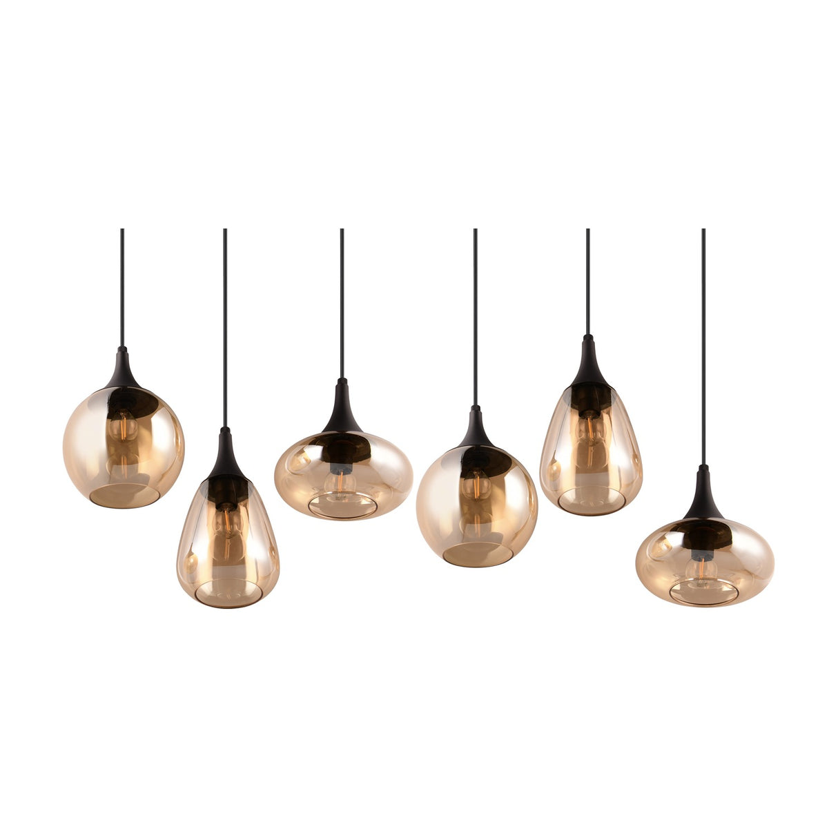 Lumina 6 Light Linear Amber Chandelier – Matt Black