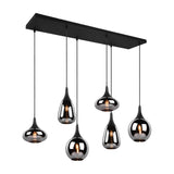 Lumina 6 Light Linear Chrome Chandelier – Matt Black