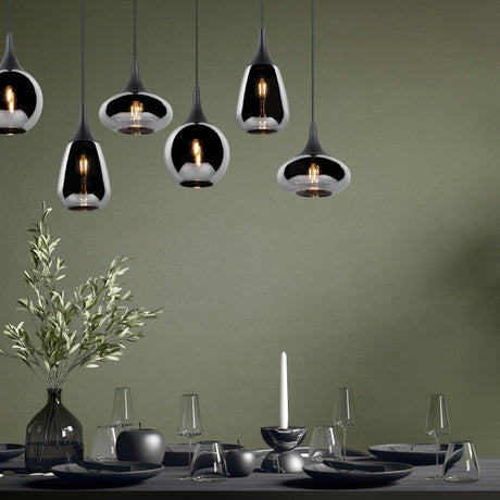 Lumina 6 Light Linear Chrome Chandelier – Matt Black