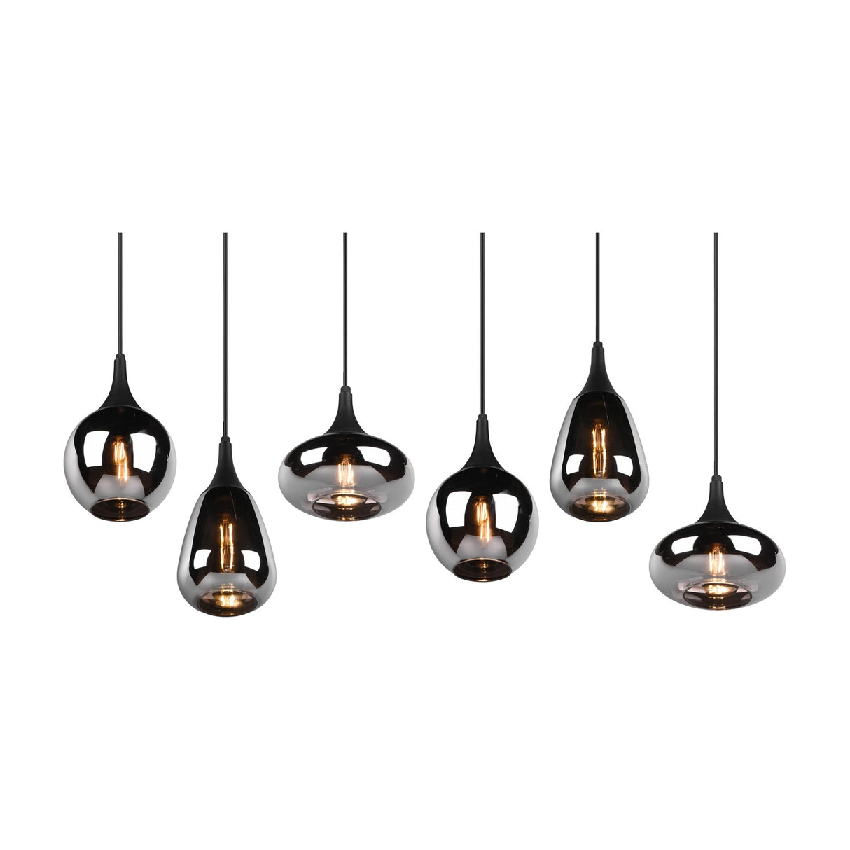 Lumina 6 Light Linear Chrome Chandelier – Matt Black