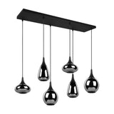 Lumina 6 Light Linear Chrome Chandelier – Matt Black