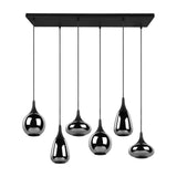 Lumina 6 Light Linear Chrome Chandelier – Matt Black