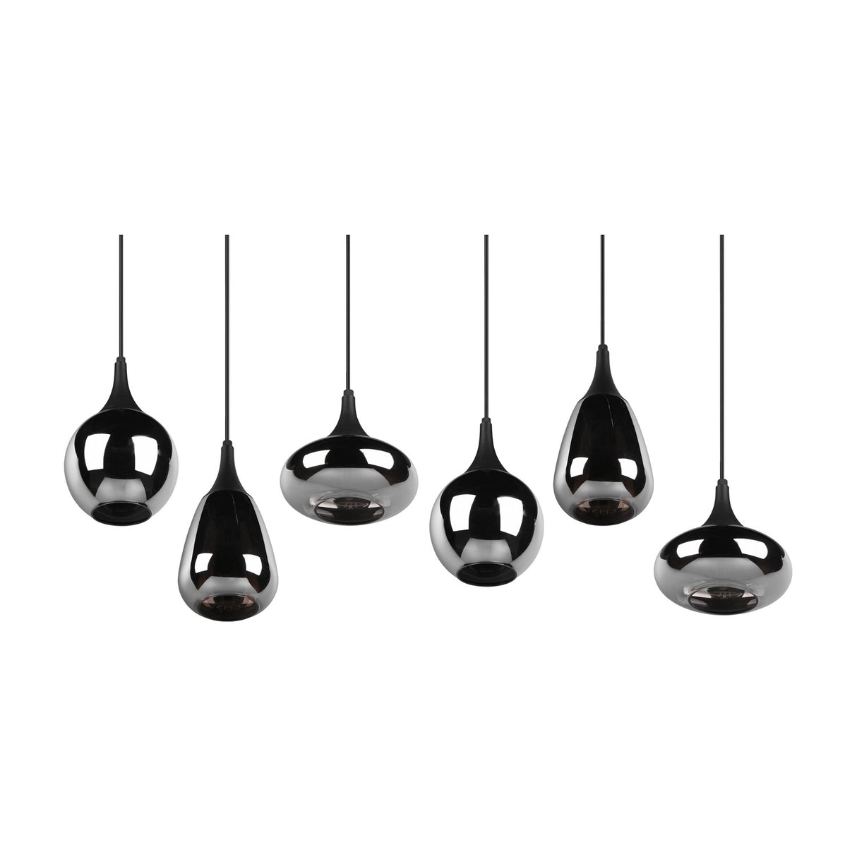 Lumina 6 Light Linear Chrome Chandelier – Matt Black
