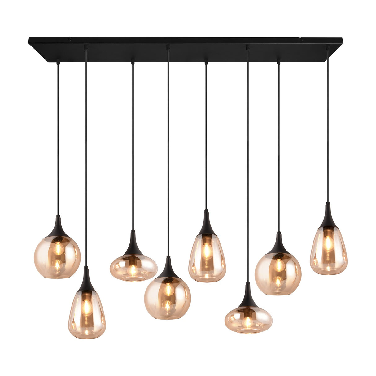 Lumina 8 Light Linear Amber Chandelier – Matt Black
