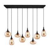 Lumina 8 Light Linear Amber Chandelier – Matt Black