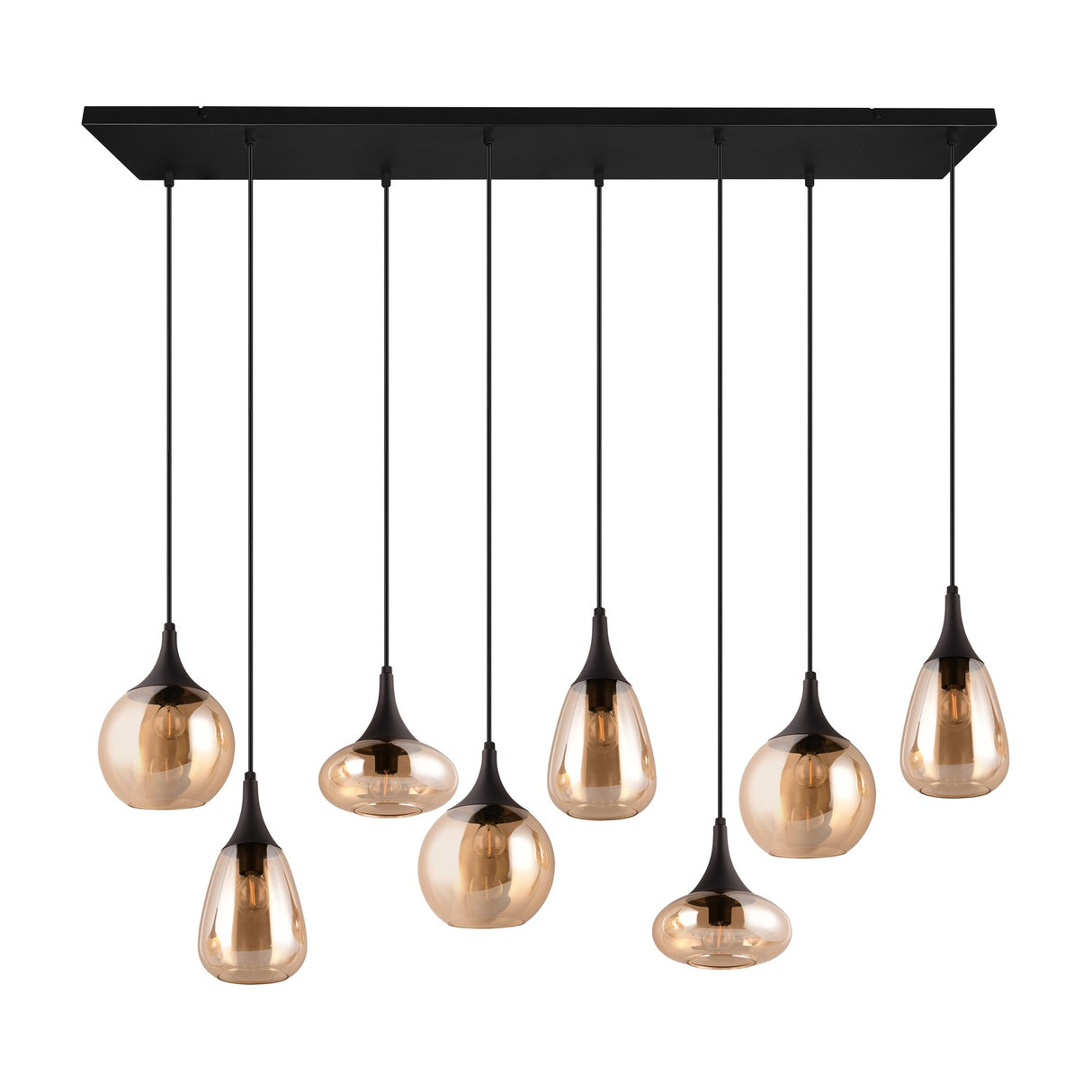 Lumina 8 Light Linear Amber Chandelier – Matt Black