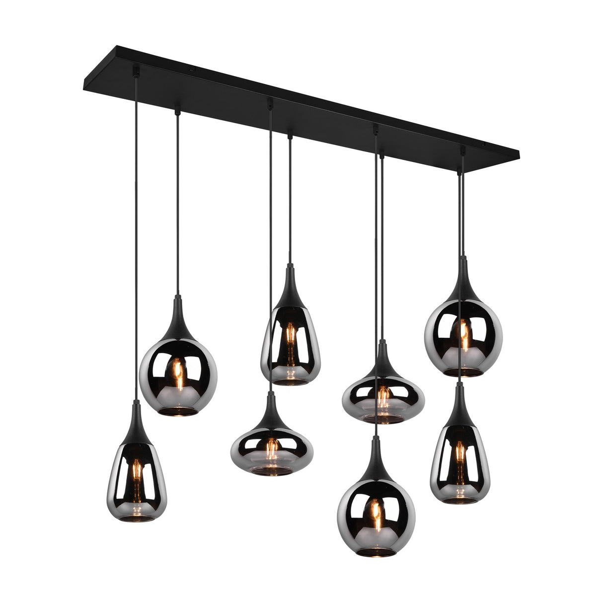 Lumina 8 Light Linear Chrome Chandelier – Matt Black