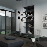 Lumina 8 Light Linear Chrome Chandelier – Matt Black