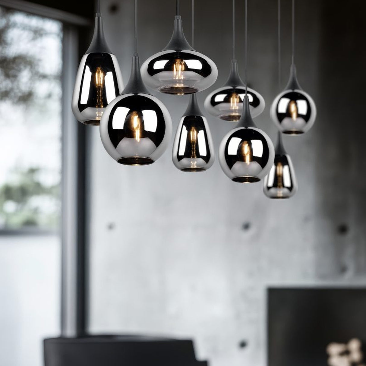 Lumina 8 Light Linear Chrome Chandelier – Matt Black