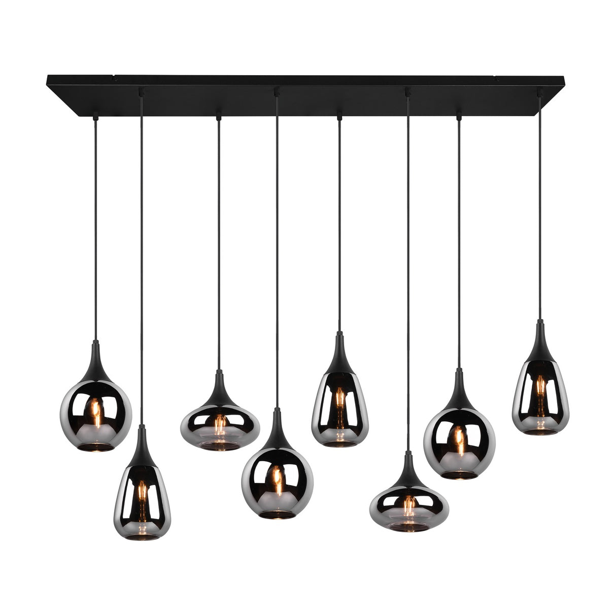 Lumina 8 Light Linear Chrome Chandelier – Matt Black