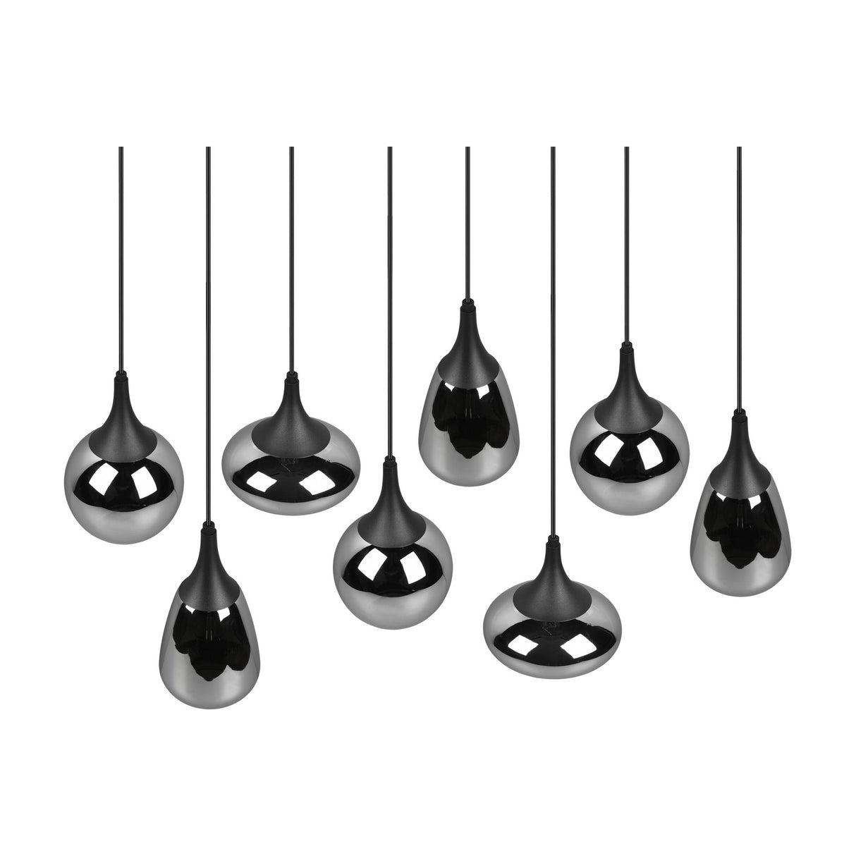 Lumina 8 Light Linear Chrome Chandelier – Matt Black