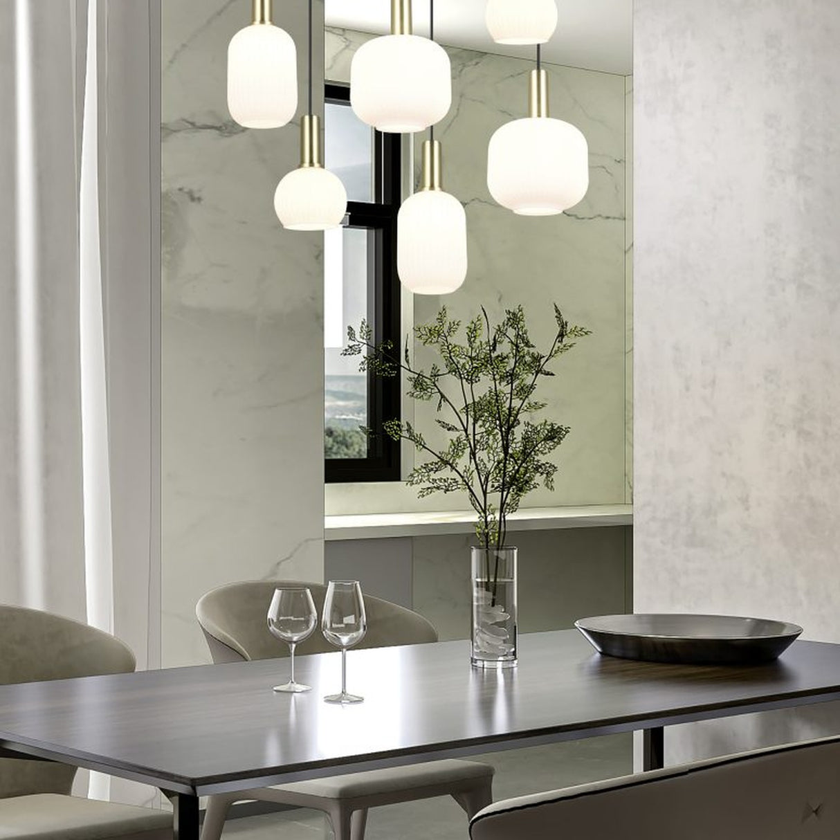 Diva 6 Light Linear Chandelier – Satin Brass
