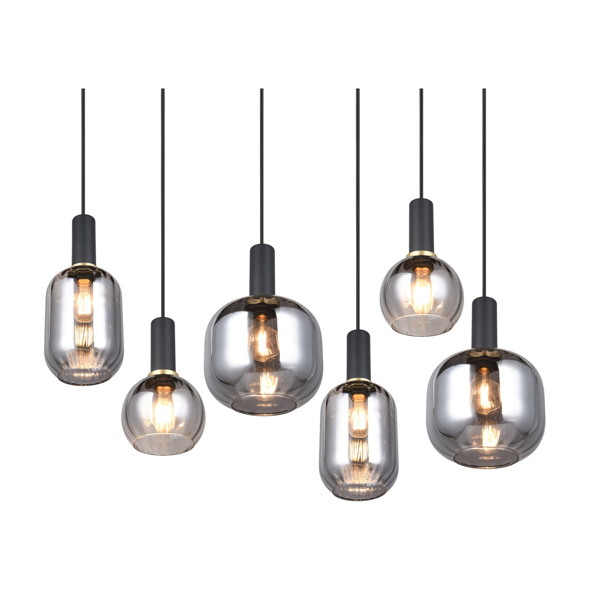 Diva 6 Light Linear Chandelier – Black & Gold