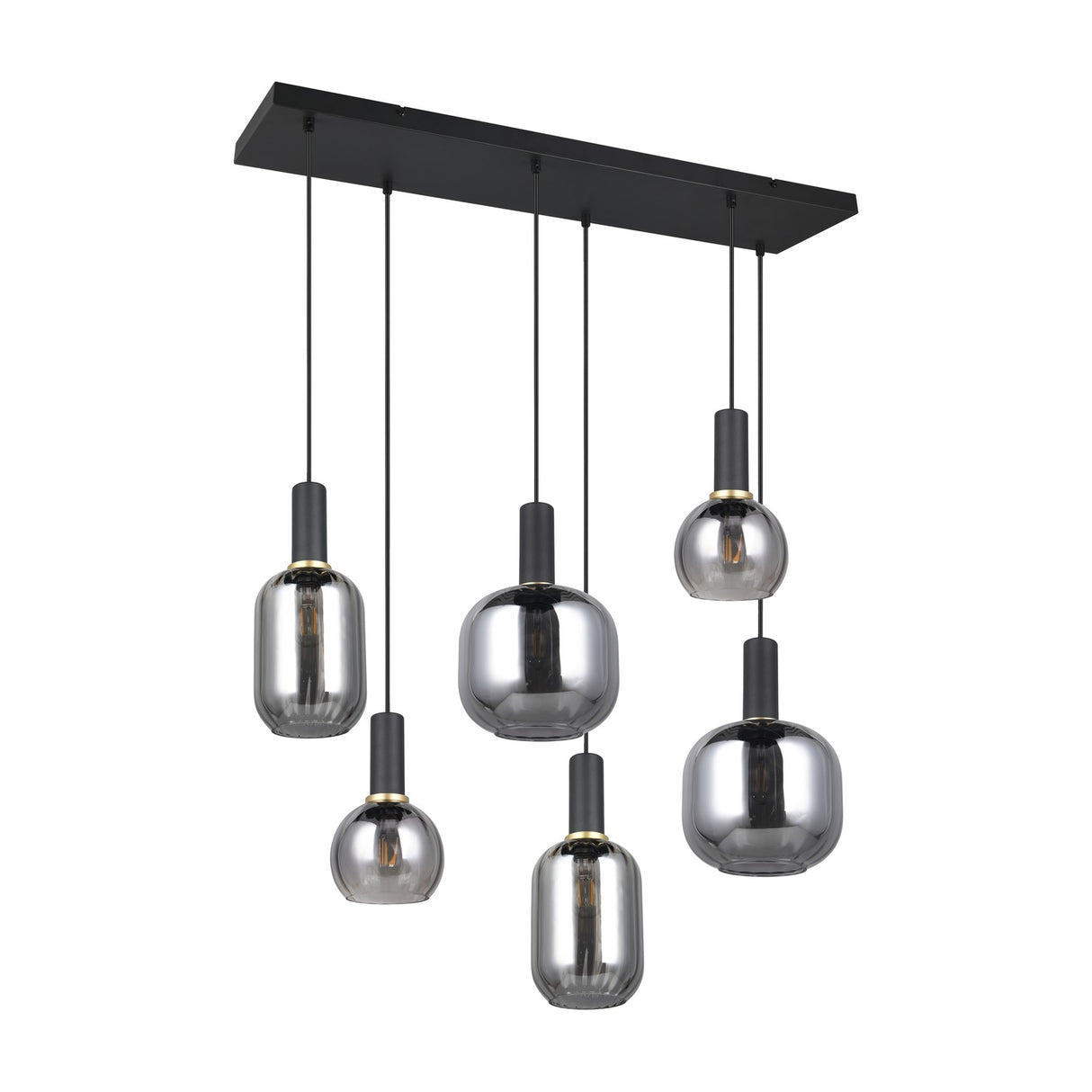 Diva 6 Light Linear Chandelier – Black & Gold