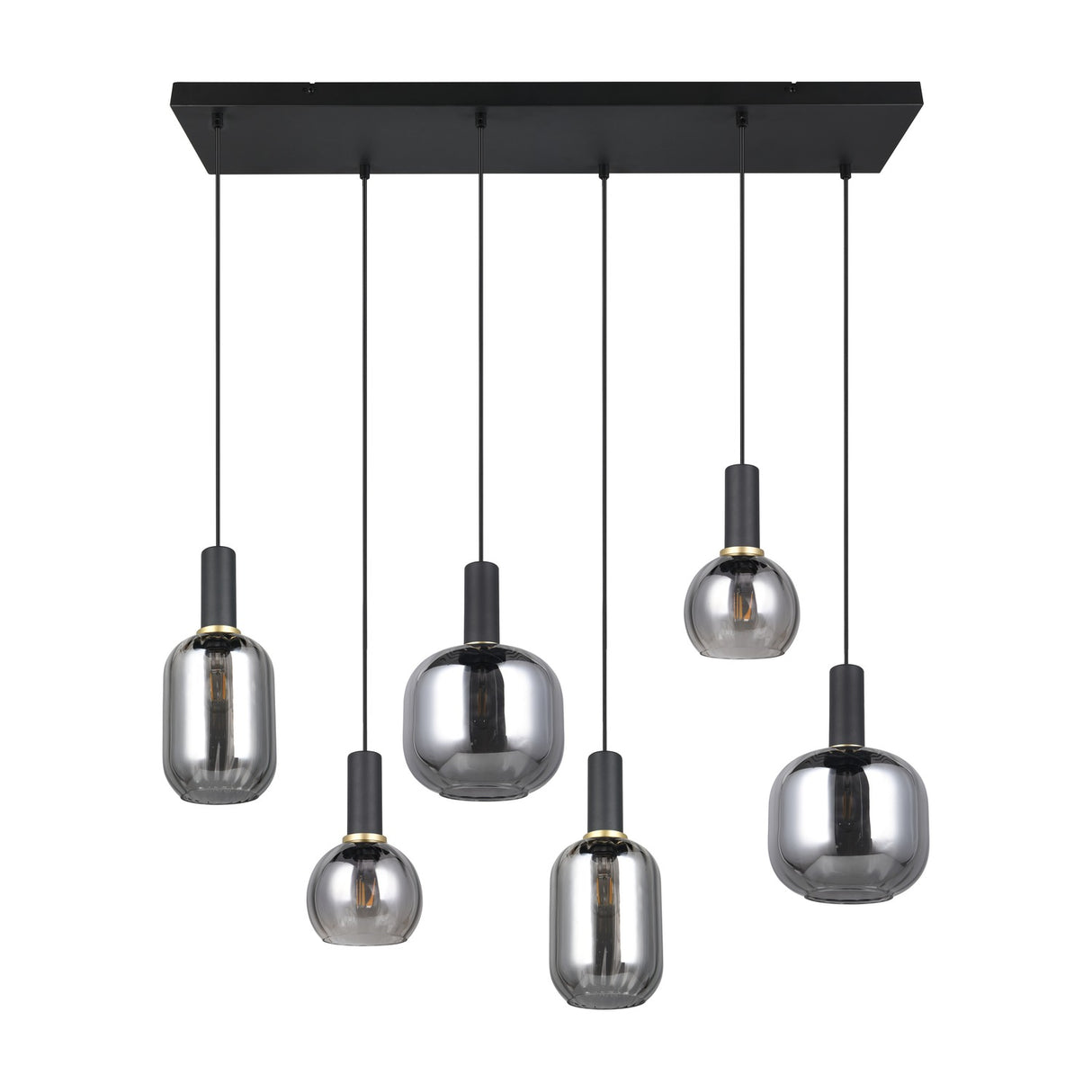 Diva 6 Light Linear Chandelier – Black & Gold