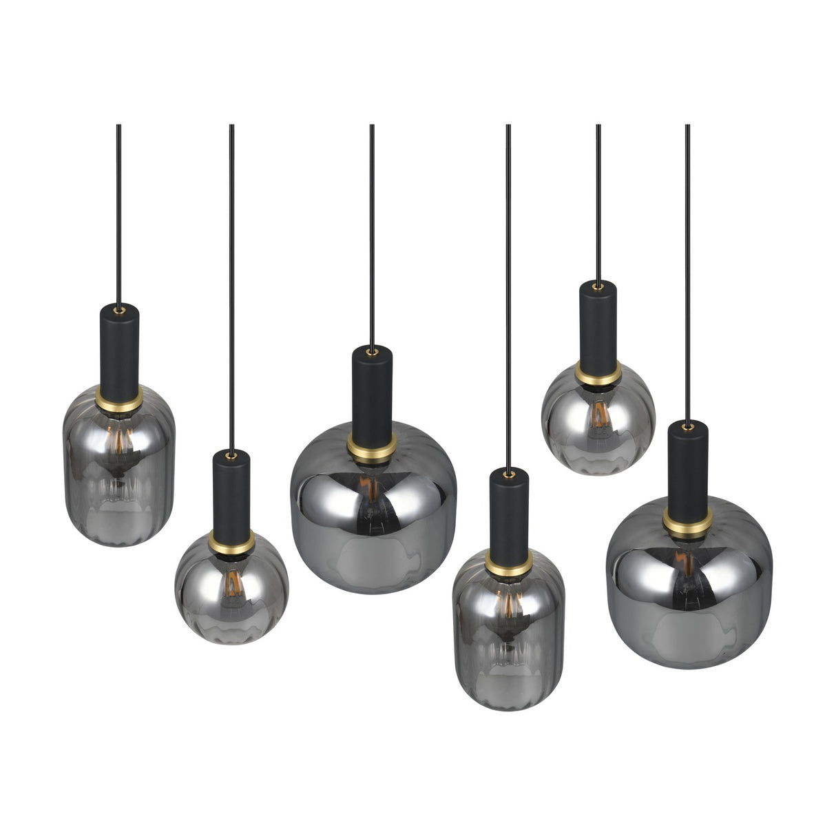 Diva 6 Light Linear Chandelier – Black & Gold