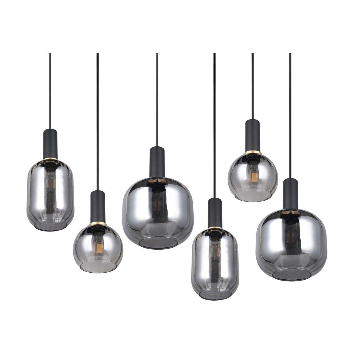 Diva 6 Light Linear Chandelier – Black & Gold