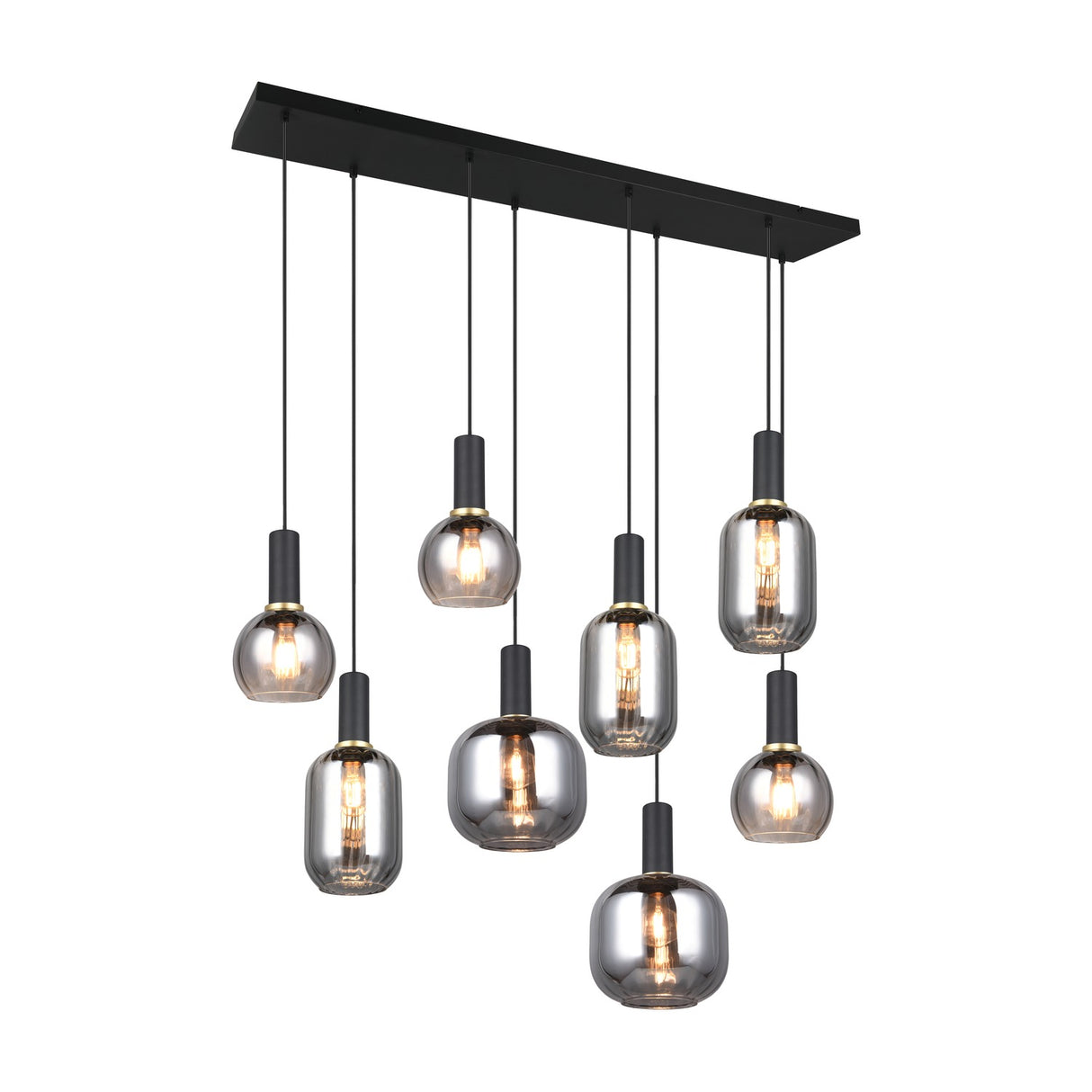 Diva 8 Light Linear Chandelier – Black & Grey