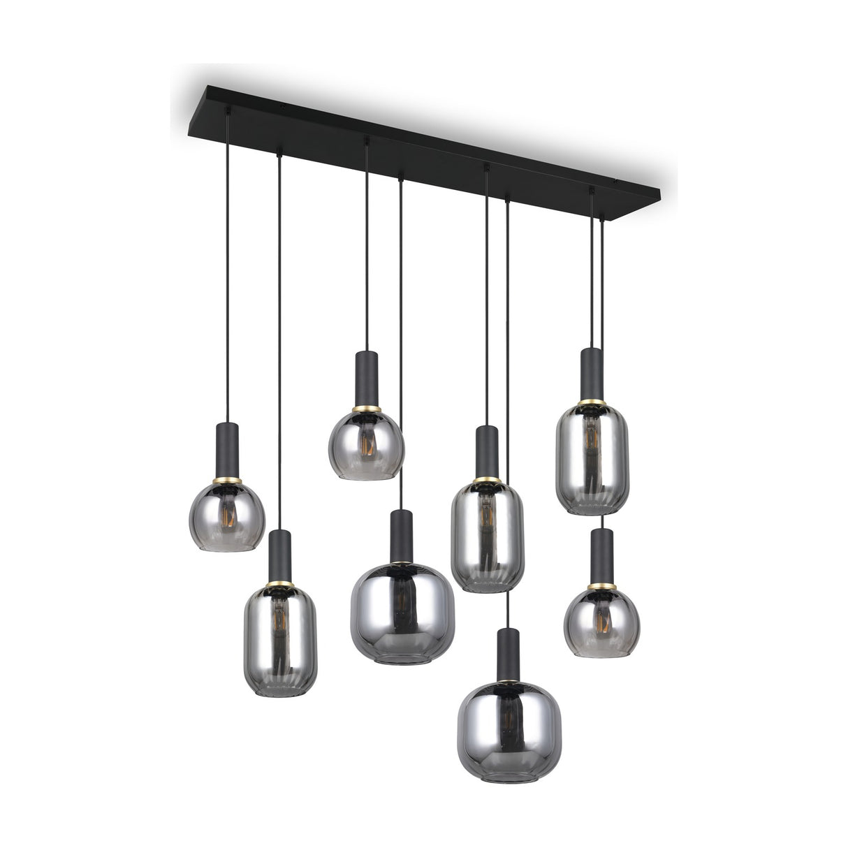 Diva 8 Light Linear Chandelier – Black & Grey