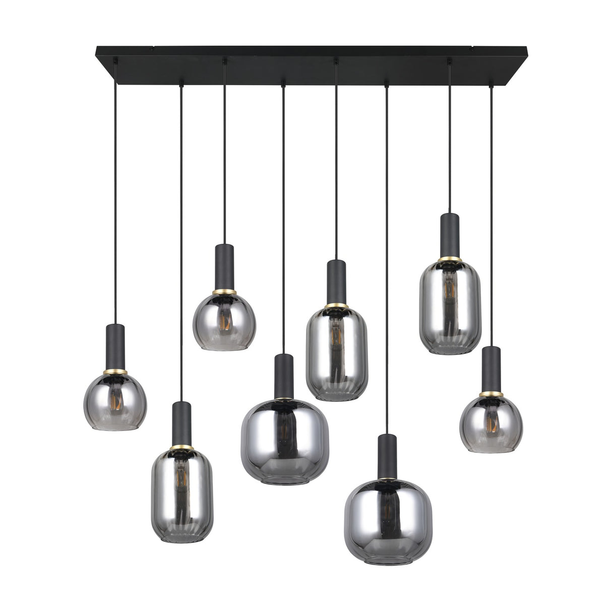 Diva 8 Light Linear Chandelier – Black & Grey