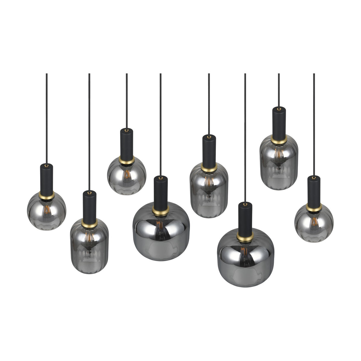 Diva 8 Light Linear Chandelier – Black & Grey