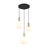 Diva 3 Light Glass Chandelier – Satin Brass