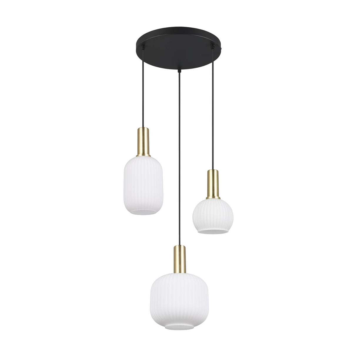 Diva 3 Light Glass Chandelier – Satin Brass
