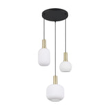 Diva 3 Light Glass Chandelier – Satin Brass