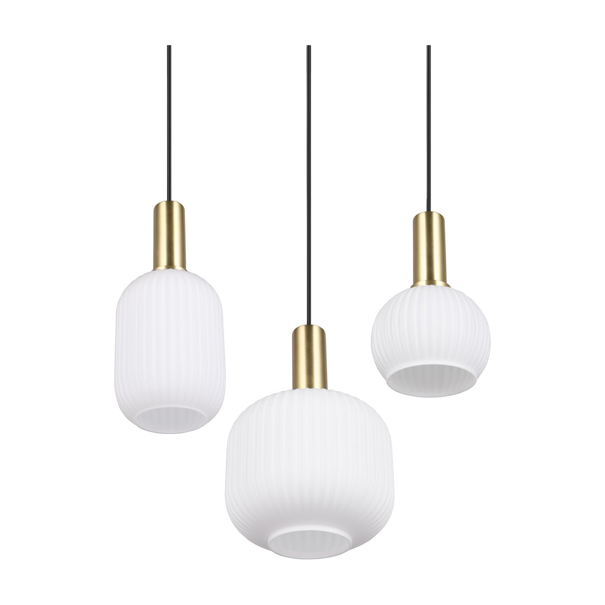 Diva 3 Light Glass Chandelier – Satin Brass