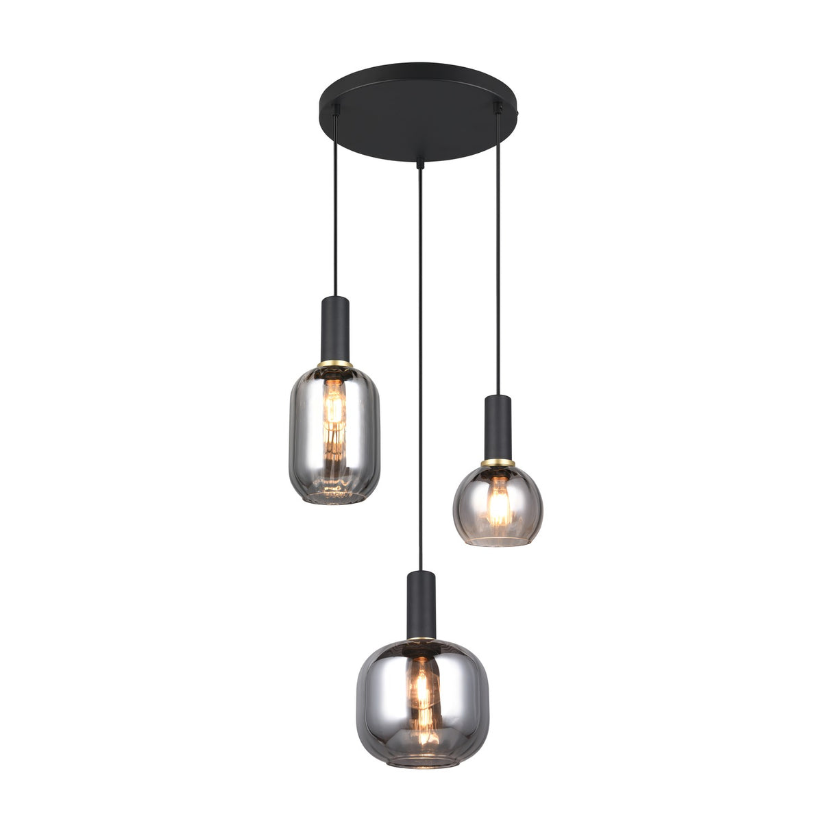 Diva 3 Light Globe Chandelier – Black & Grey