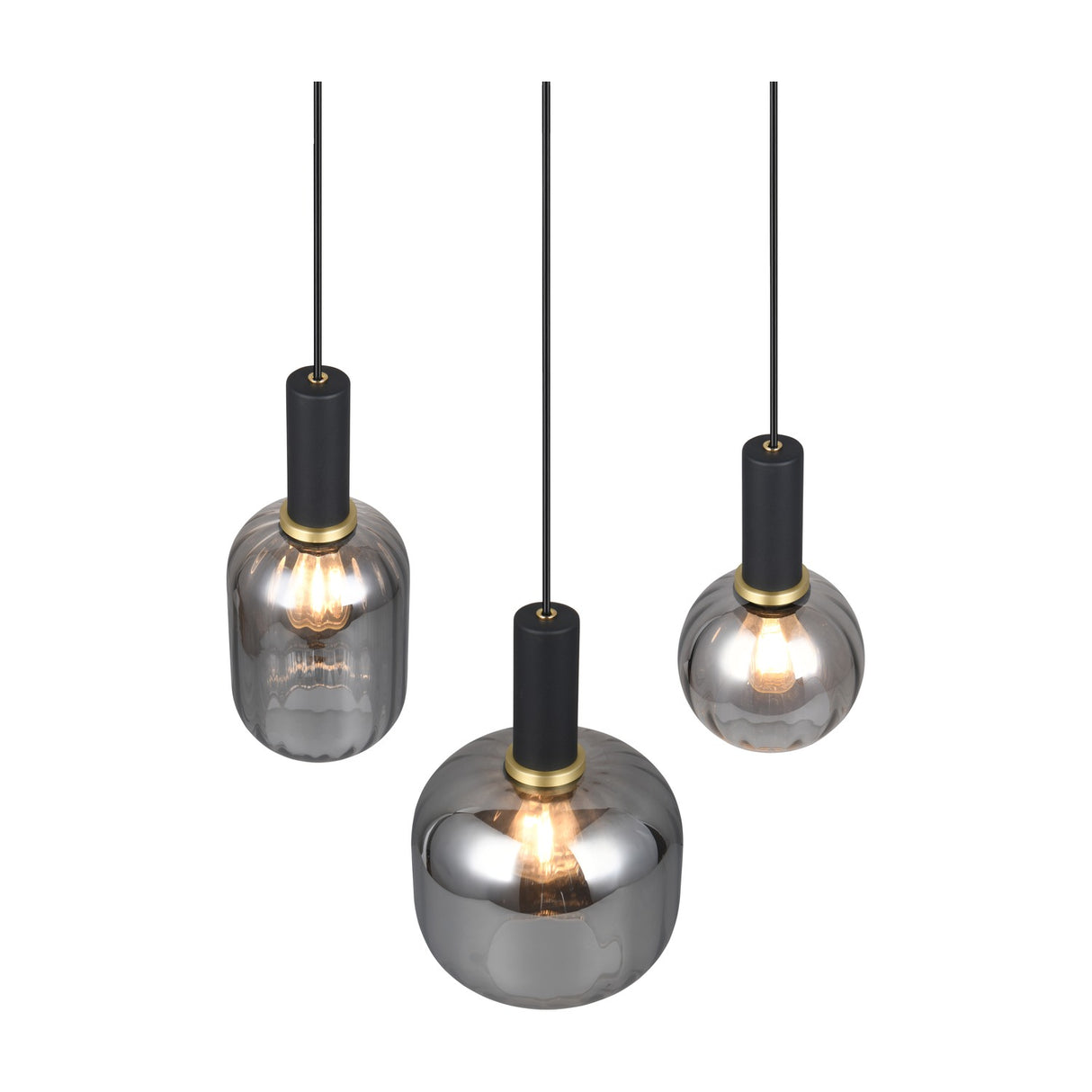 Diva 3 Light Globe Chandelier – Black & Grey