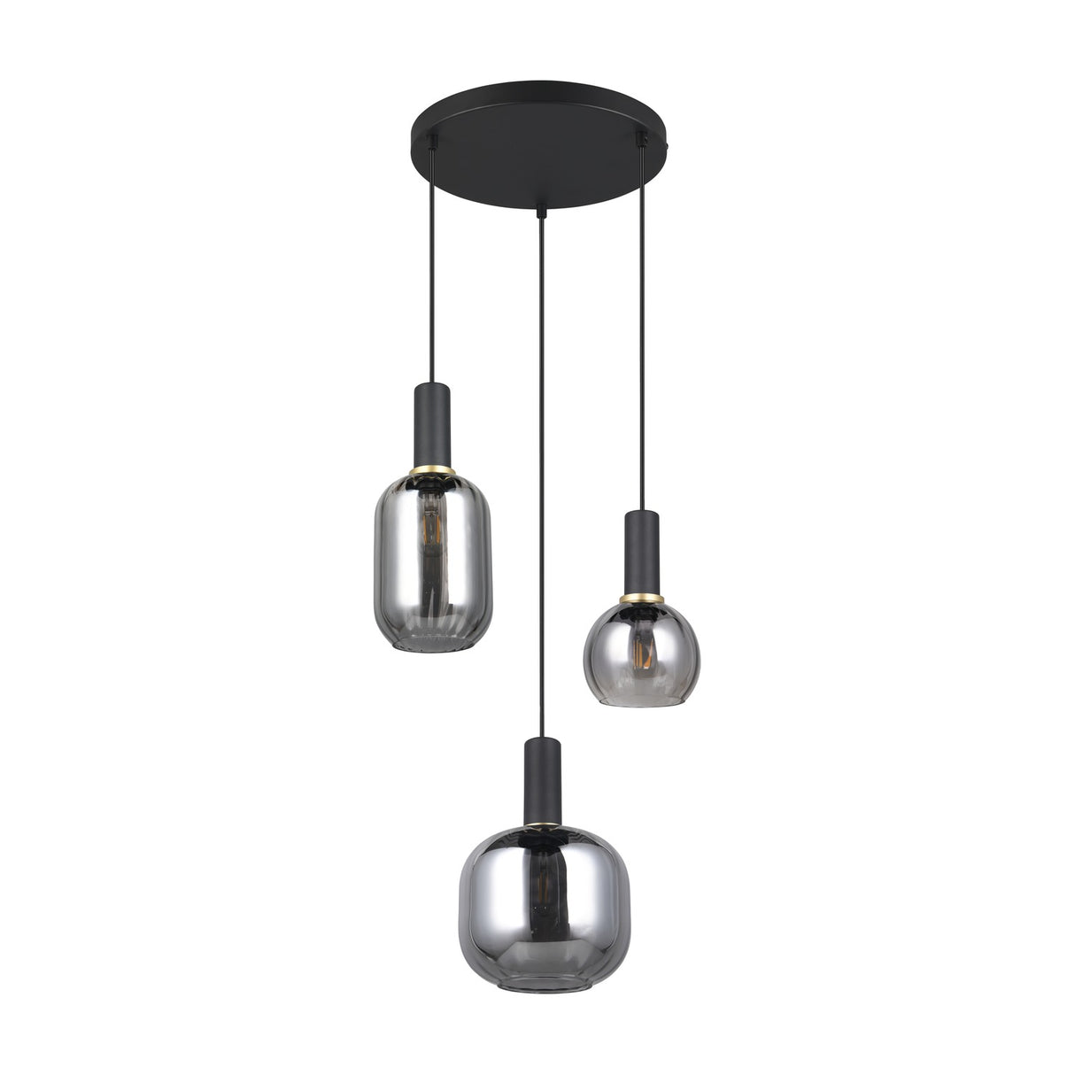 Diva 3 Light Globe Chandelier – Black & Grey