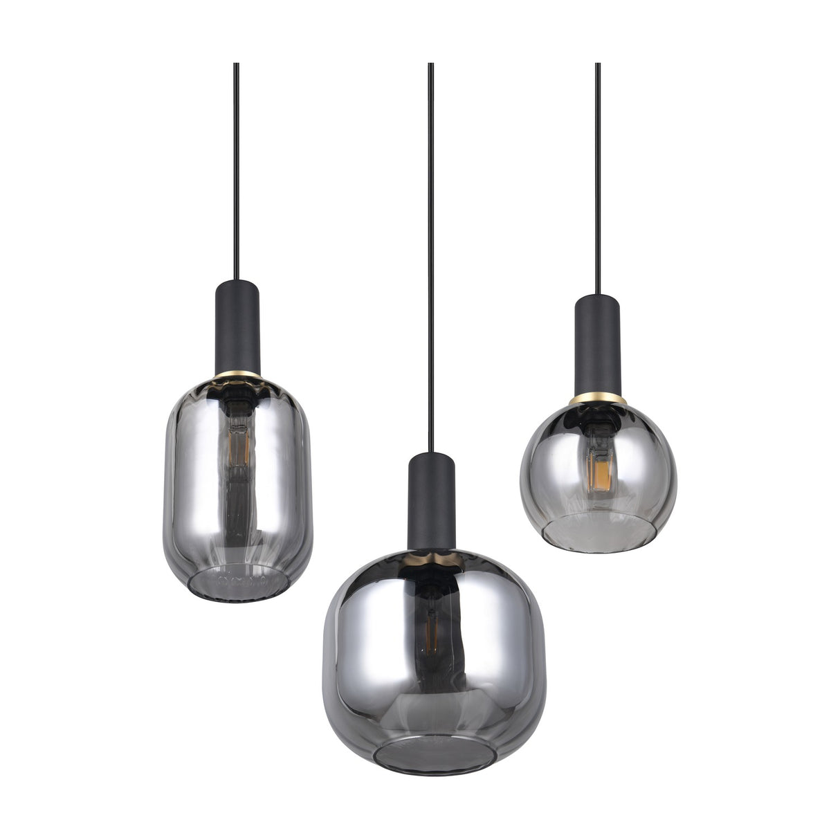 Diva 3 Light Globe Chandelier – Black & Grey
