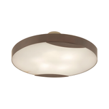 The Marea Round LED Alabaster Semi-Flush Ceiling Light in Matte Black features a modern design with a round alabaster shade and a wide black metal rim, shown against a white background.