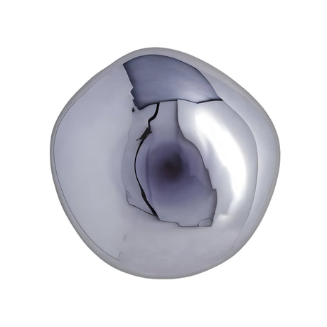 The Lava Large LED Wall & Ceiling Light in smoked blue features an irregular, round metallic design with a distorted reflective surface, showcased against a plain white background.