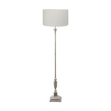 Canterbury Silver Metal Floor Lamp with White Handloom Cylinder Shade
