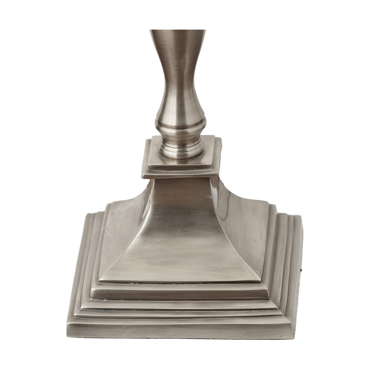 Canterbury Silver Metal Floor Lamp with White Handloom Cylinder Shade
