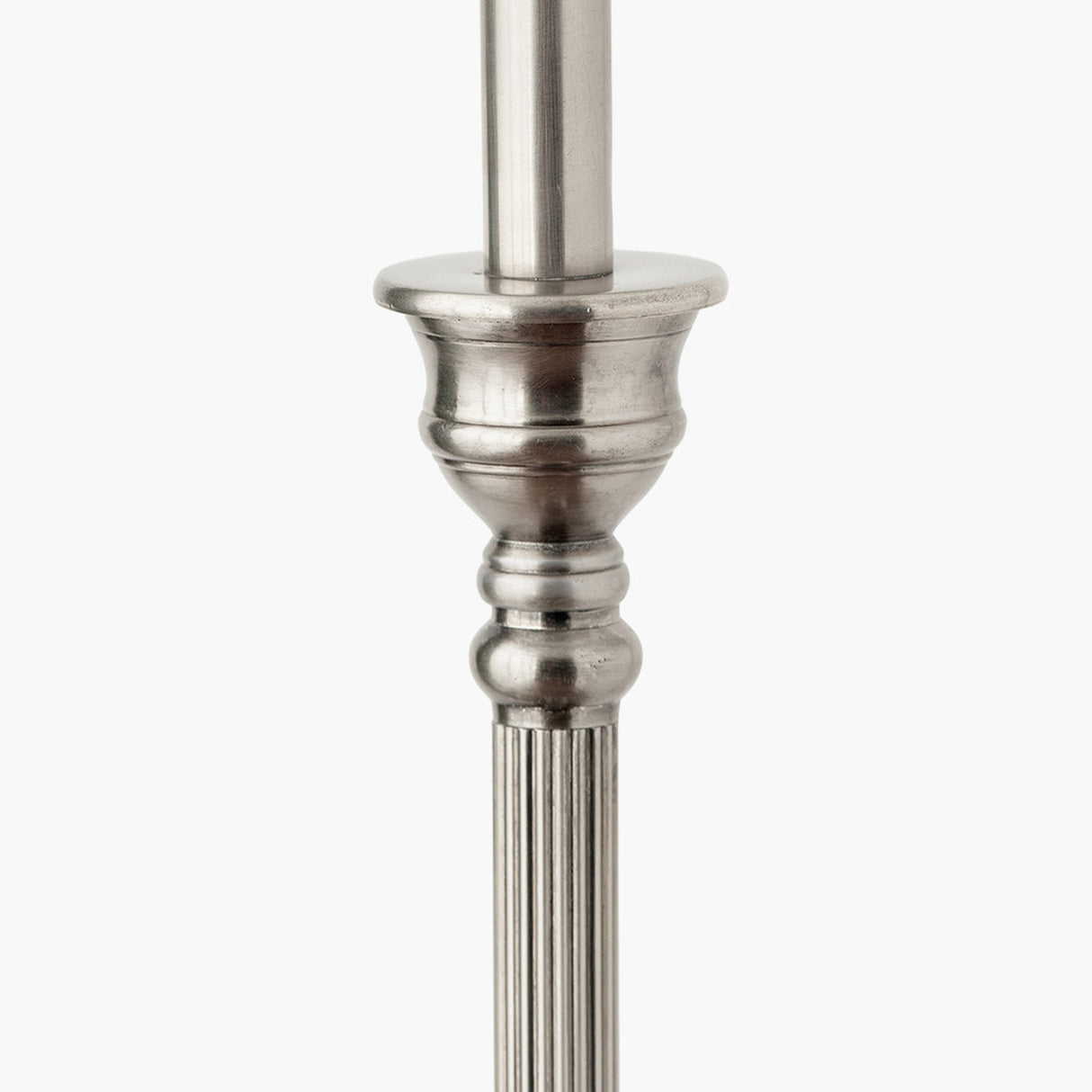 Canterbury Silver Metal Floor Lamp with White Handloom Cylinder Shade