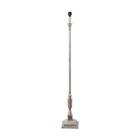 Canterbury Antique Silver Metal Floor Lamp with Ocean Blue Ikat Shade