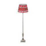 Canterbury Antique Silver Metal Floor Lamp with Red Ikat Shade