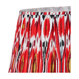 Canterbury Antique Silver Metal Floor Lamp with Red Ikat Shade