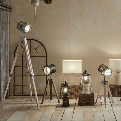 Capstan White Wash & Silver Iron Tripod Floor Lamp - 139cm