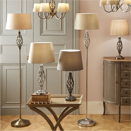 Jenna Silver Metal Twist Detail Floor Lamp - 158cm