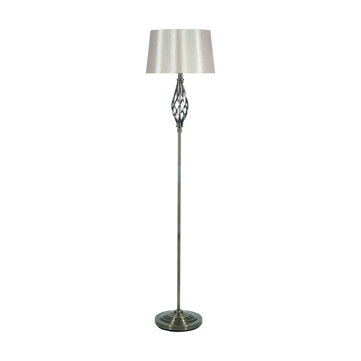 Jenna Antique Brass Gold Twist Detail Floor Lamp - 158cm