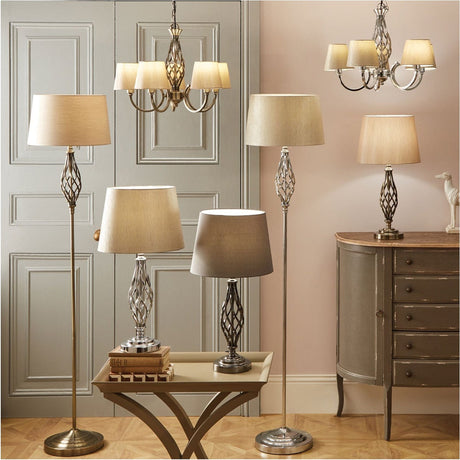 Jenna Antique Brass Gold Twist Detail Floor Lamp - 158cm