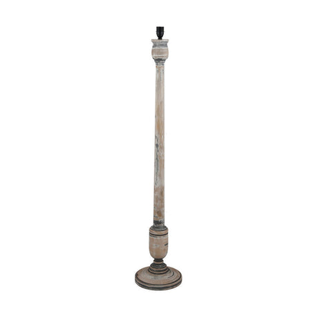 Captiva Grey Wash Mango Floor Lamp with White Self Lined Shade