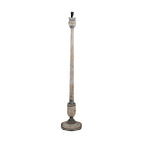 Captiva Grey Wash Mango Floor Lamp Base, 138cm, tall turned wood column with urn-shaped detailing on a round base, distressed grey-white finish, shown on a plain white background.
