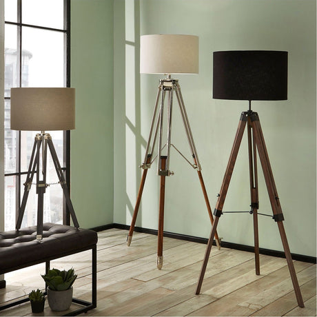 Port Nickel & Tripod Floor Lamp Base - 157cm