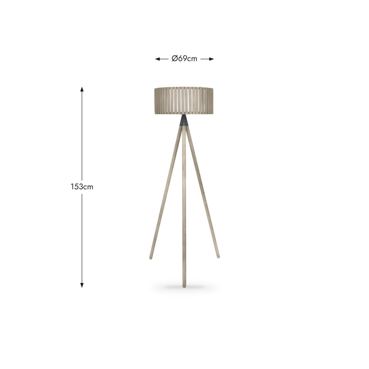 Rabanne Slatted Antique Tripod Floor Lamp - 153cm