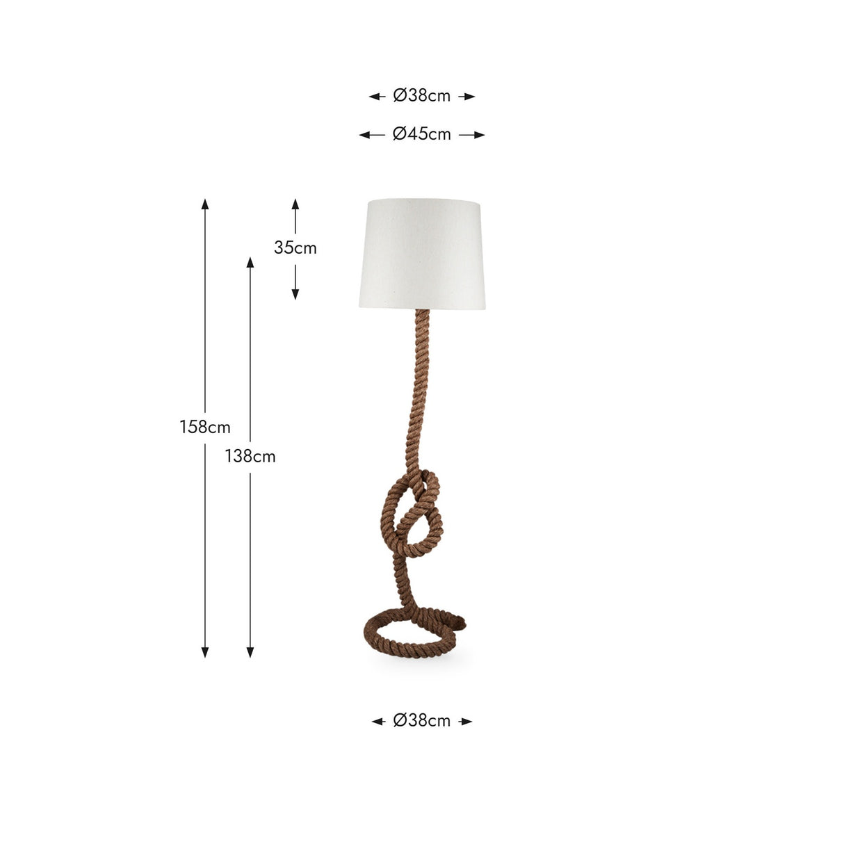 Martindale Rope Knot & Jute Floor Lamp - 158cm